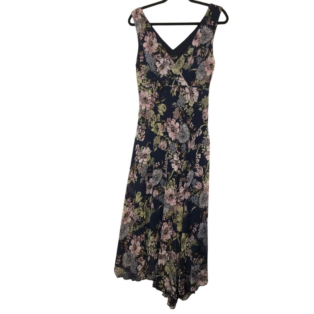 Connected Apparel Floral Handkerchief Hem Midi Dress Size 10 Romantic Cottagecor - Picture 2 of 10